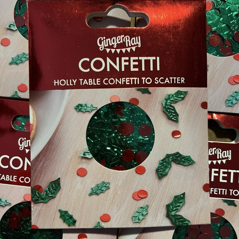 For one pack Ginger Ray Holly Table Confetti Red Green Holly New Christmas